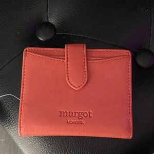 Margot New York Coral Leather Card Holder